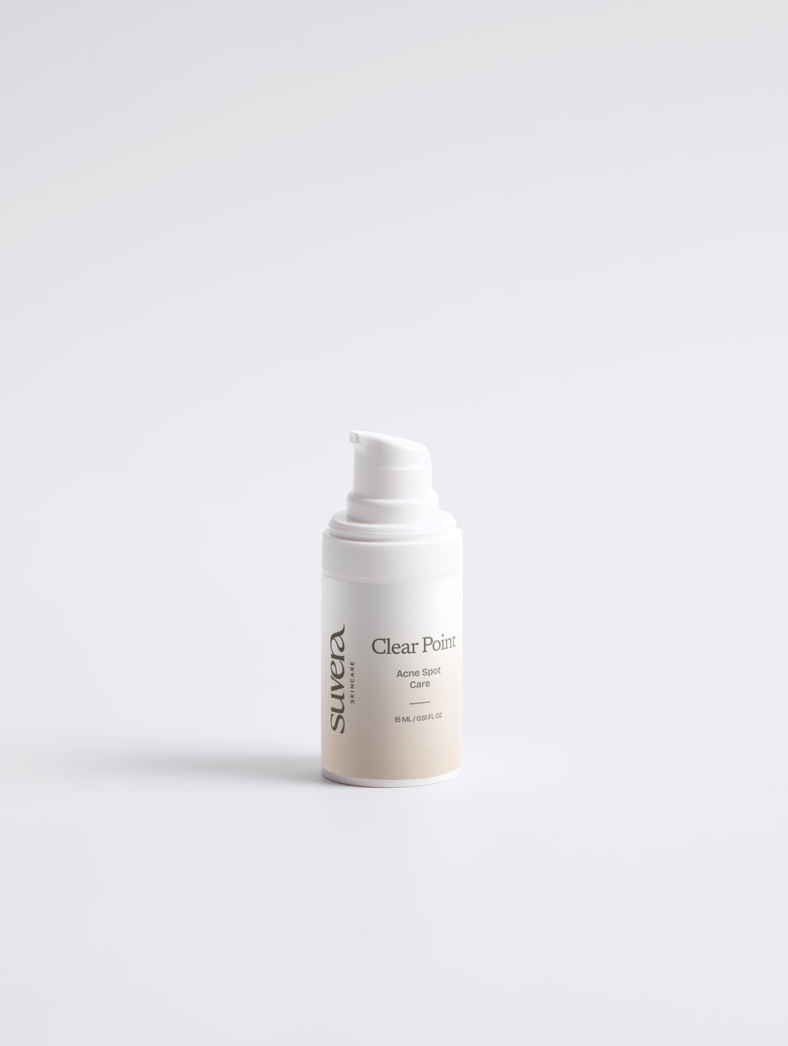 Skincare bottle labeled 'Calm & Clear' on a white background