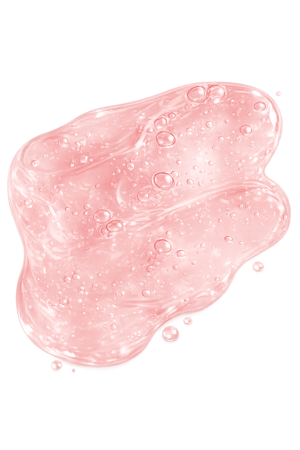 Pink gel or slime with bubbles on a black background Suvera Skincare, vegan beauty