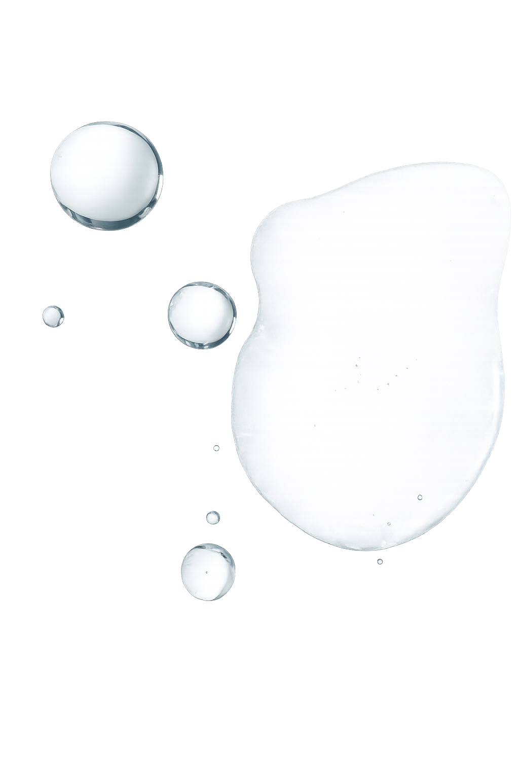 White liquid droplets on a black background Suvera Skincare, modern ritual