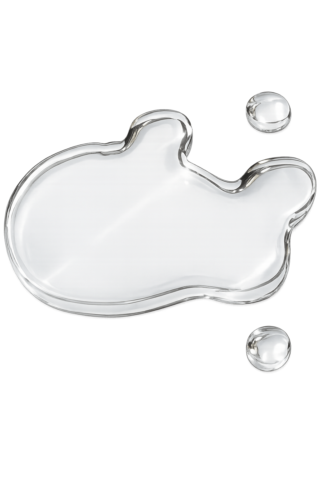 Silver liquid droplet design on a black background Suvera Skincare, nut-free skincare, luxury skincare