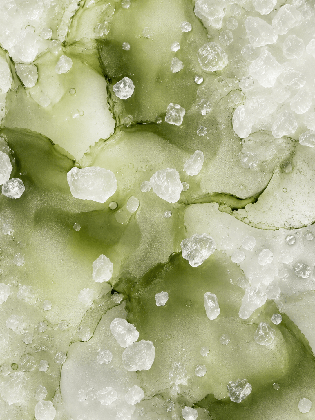 Close-up of green and white textured surface Suvera Skincare, vegan skincare, nut-free skincare