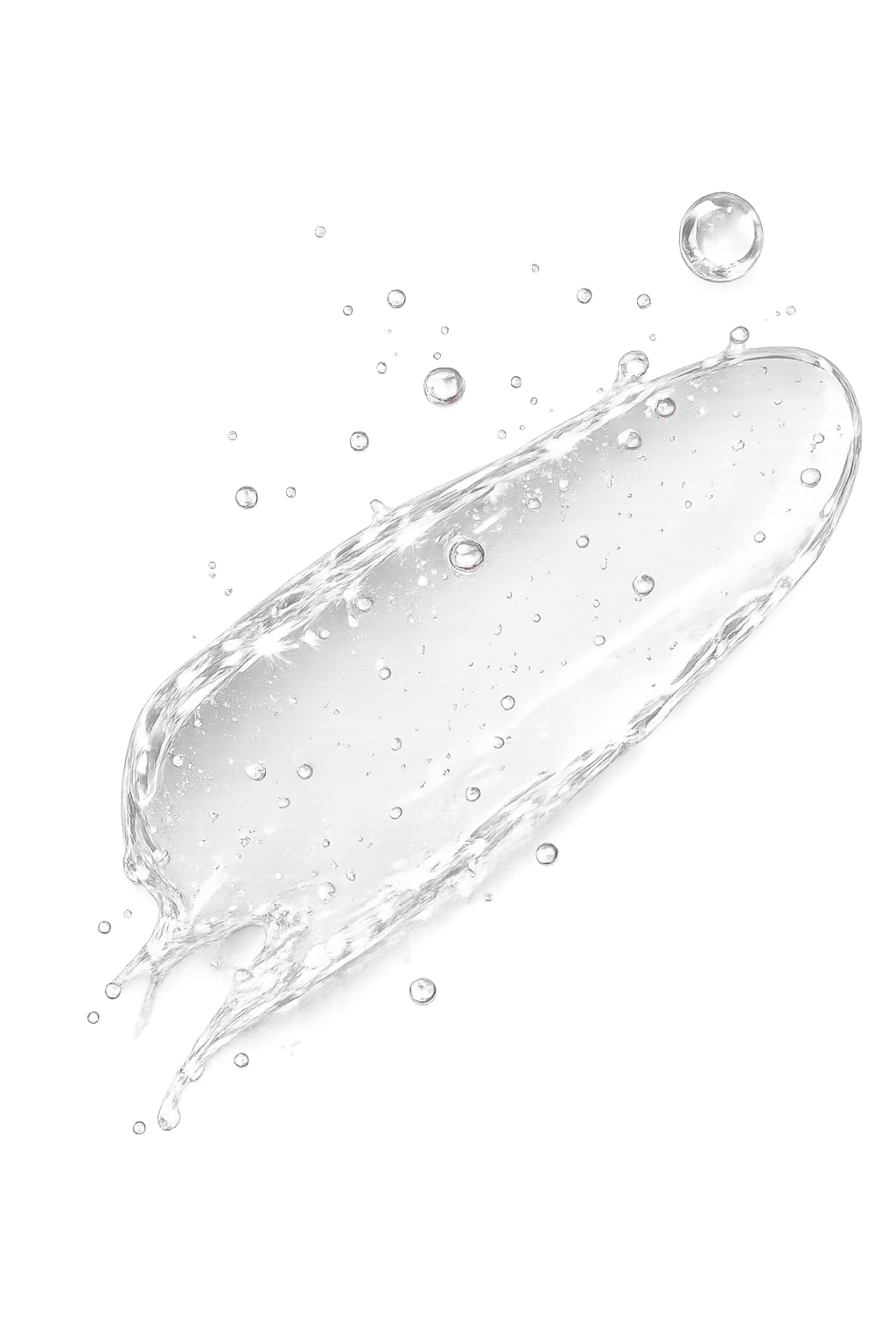 White liquid splash with bubbles on a black background Suvera Skincare, COSMOS certified skincare, vegan skincare