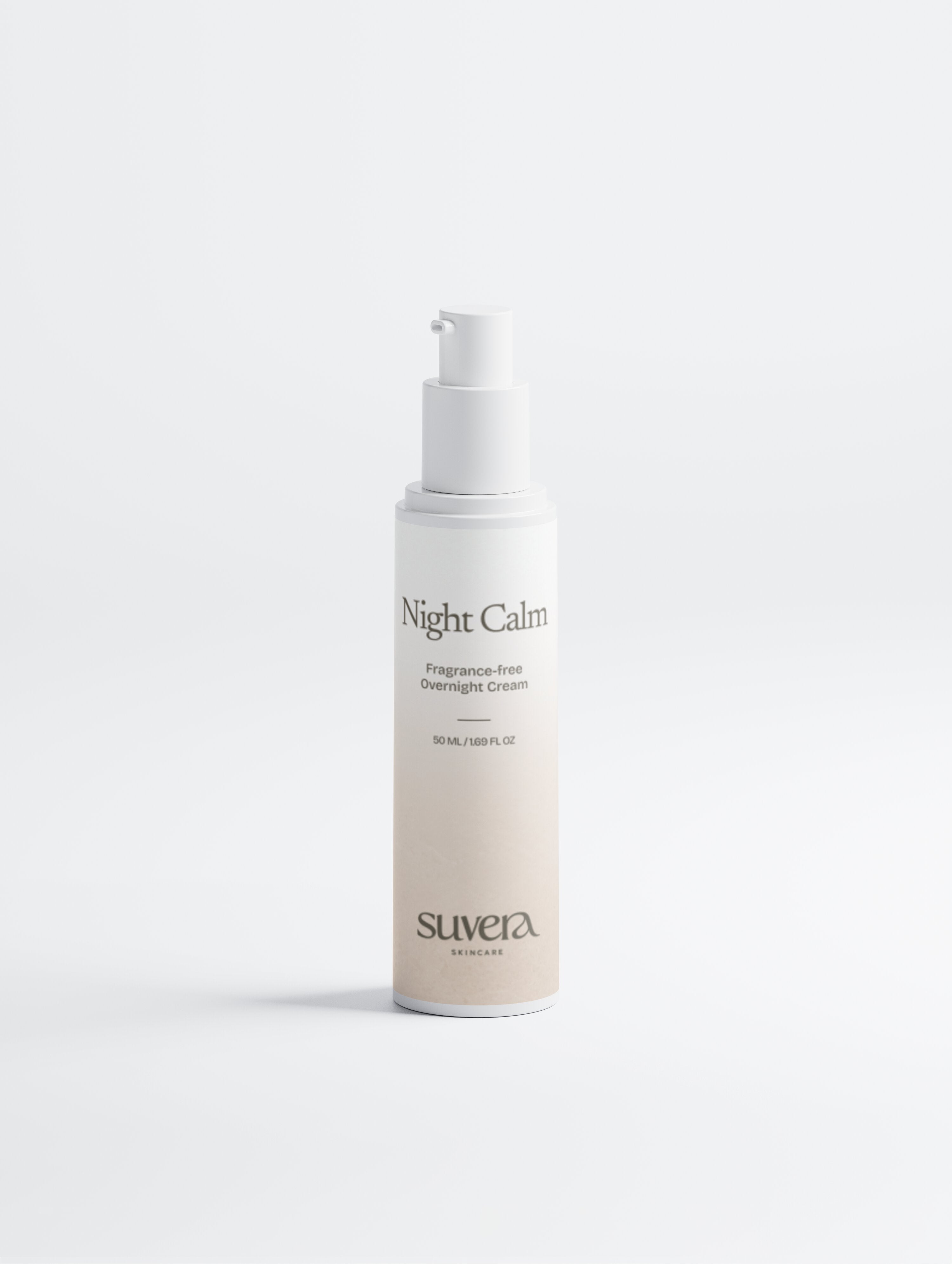 Suvera Night Calm bottle on a white background Suvera Skincare, blemish-prone skin care, anti-acne skincare, gentle skincare