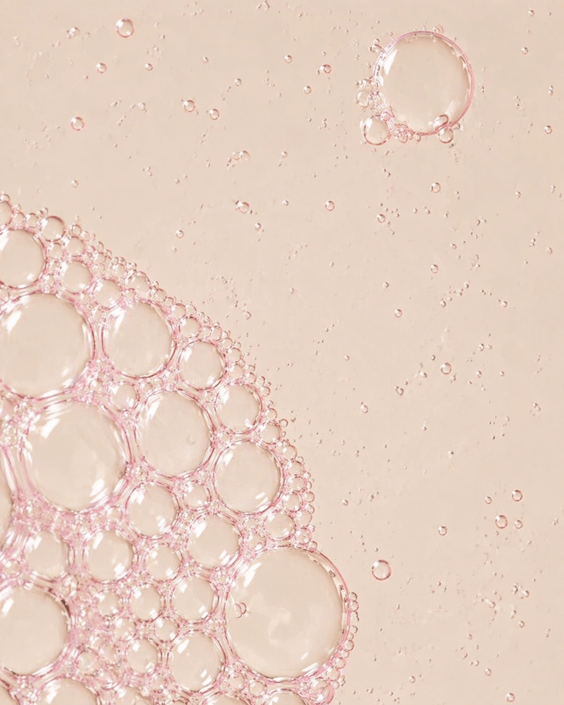 Close-up of soap bubbles on a beige background Suvera Skincare, limited skincare drop, modern skincare ritual