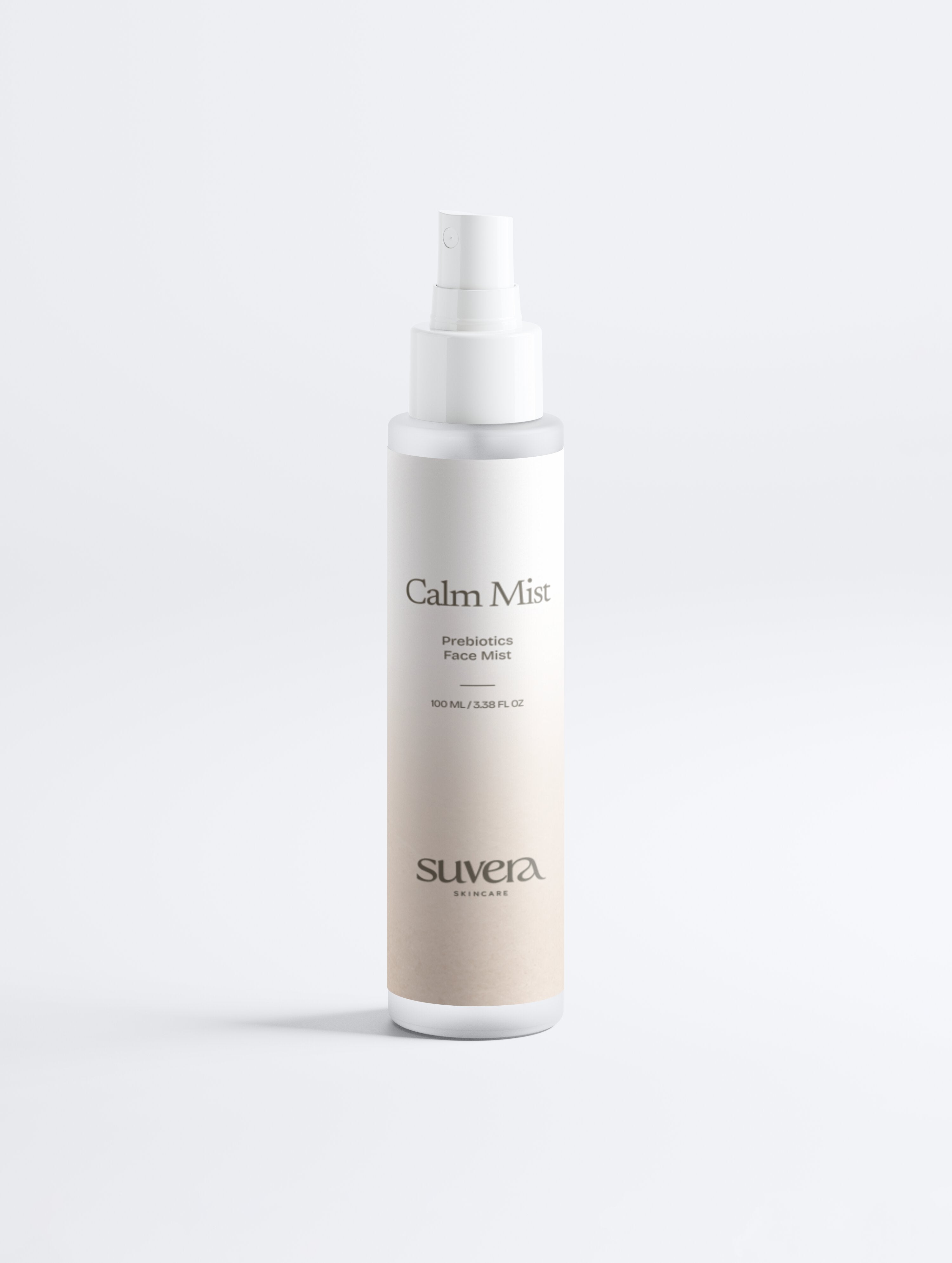 Suvera Calm Mist bottle on a white background Suvera Skincare, vegan skincare, Bureau Veritas certified